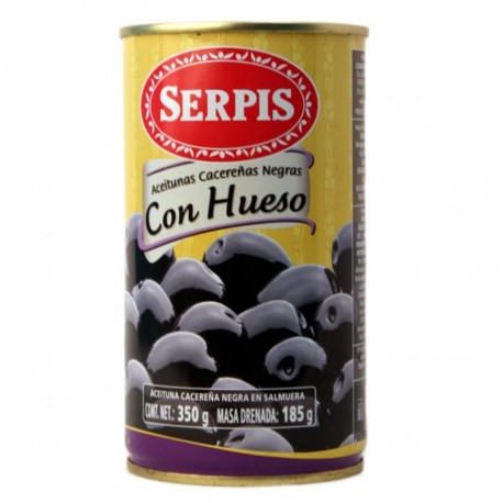 ACEITUNAS NEGRA C/HUESO SERPIS LATA 350 g